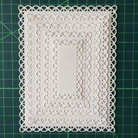 Nested Stitched Scallop Rectangle Frame Metal Cutting Dies Etched Paper Card Making Scrapbooking Embossing