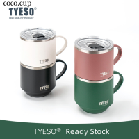 TYESO แก้ว Mug Baja Tahan Karat 304สำหรับผู้ชายและผู้หญิง,แก้วน้ำพร้อมที่จับสำนักงานแก้วค็อกเทลของขวัญถ้วยกาแฟพกพาแบบเรียบง่ายใหม่