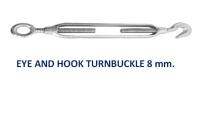 เกลียวเร่งขนาด 8 มิลลิเมตร ( 8 มม.) ทำด้วยเหล็กชุบกันสนิมอย่างดี Eye and Hook Turnbuckle size 8 mm. Steel Coating