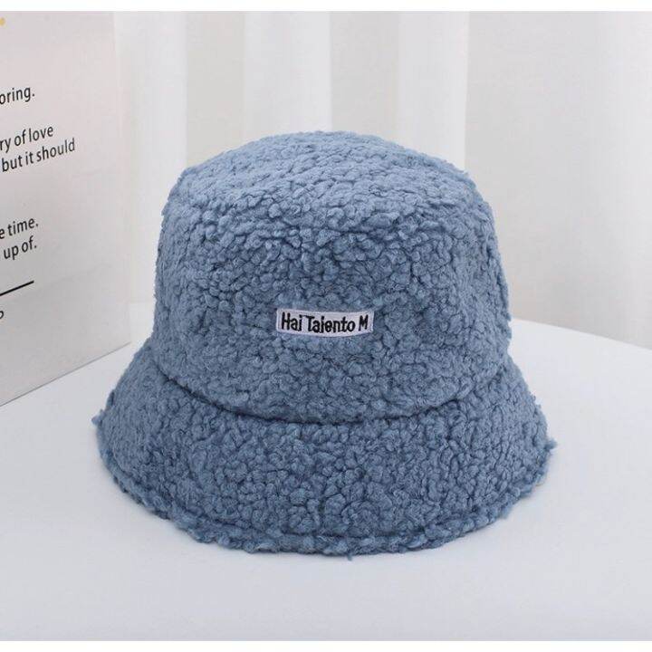 ส่งเร็วพิเศษ-hat-หมวกฤดูหนาว-หมวกไหมพรม-หมวกบักเก็ต-ผ้าขนแกะ-หมวกบักเก็ต-หมวกแฟชั่นสไตล์เกาหลี