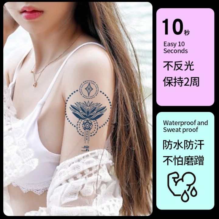 buddha-lotus-sanskrit-blessing-herbal-tattoo-lasting-simulation-tattoo-plant-juice-temporary-tattoos-sticker-size-160-x-110mm