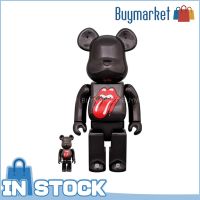 [ของแท้] 100 Bearbrick Bearbrick &amp; 400% หินม้วนริมฝีปากและลิ้น BLK โครเมี่ยม