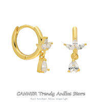 CANNER 925เงินสเตอร์ลิง Charms สีขาว Zircon Stud ต่างหูสำหรับผู้หญิงน่ารัก Horse Eye ดอกไม้เจาะหูสตั๊ดเครื่องประดับ Fine Gift