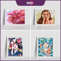 KOI Girl 5D DIY ภาพวาดเพชรสาวดอกไม้สวยเหมาะสำหรับตกแต่งศิลปะตกแต่งผนังบ้านของขวัญ40x50cm