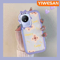 YIWESAN เคสสำหรับ VIVO Y02 Y02A เคส2023 Y11ลายการ์ตูนกลีบดอกไม้แฟชั่นซิลิโคนนิ่มสีสันสดใสเลนส์กล้องถ่ายรูปสัตว์ประหลาดตัวเล็กที่สร้างสรรค์เคสใสกันกระแทก