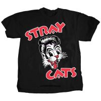 เสื้อยืดผ้าฝ้ายใหม่ เสื้อยืดลําลอง แขนสั้น พิมพ์ลายวงร็อค Stray Cats สีดํา สําหรับผู้ชาย DIY 2023L XL XXL 3XL  JK97