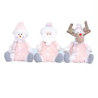 Christmas Pink Stretchable Santa Claus Snowman Plush Dolls Toy Baubles Xmas Decoration Ornament Craft Gift Home Decors