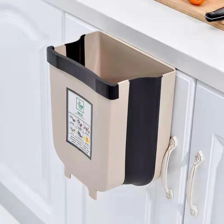 practical Folding Waste Bin Kitchen Door Hanging Trash Bin Wall