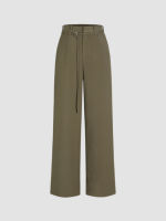 Cider กางเกงขายาวผู้หญิง กางเกงแฟชั่นผญ ลุคไปทำงาน สไตล์เกาหลีSolid Belted Wide Leg Trousers