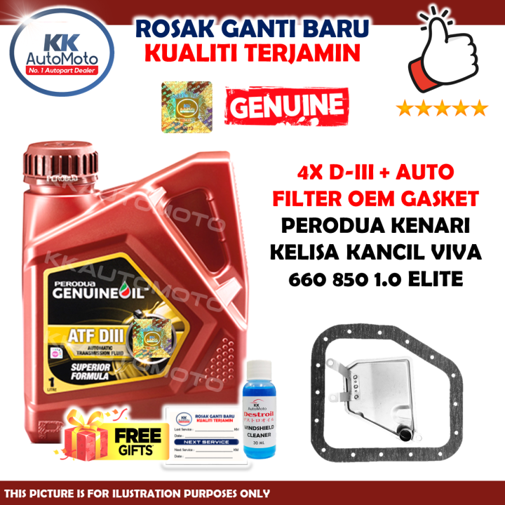 4 Botol Genuine ATF DIII D3 Perodua Kancil Viva 660 850 1.0 Elite
