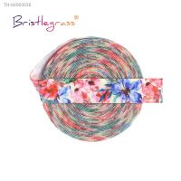 ◈✸□ BRISTLEGRASS 2 5 10 Yard 5/8 15mm Watercolor Flower Print Fold Over Elastics FOE Spandex Satin Bands Hair Tie Dress Sewing Trim