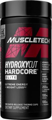 Muscletech Hydroxycut Hardcore Elite ( 100 Caps) Thermogenic Fat Burner Elite Thermogenic Weight-Management Support Capsule Powerful Thermogenic Solution for Increased Energy and Focus ลดน้ำหนัก เพิ่มพลังงานและโฟกัส