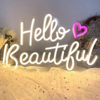 Ineonlife LEDCustom Made Neon Sign Light Hello Beautiful USB Bedroom House Art Wedding Party Festival Child Room Wall Decor Gift