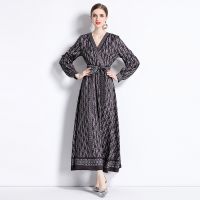 Womens Dress New Fashion Spring/Summer New  High Class  Dress Print  Maxi Dress