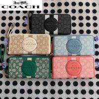 new long wallet women fashion striped zipper wallet canvas classic c pattern new 9073