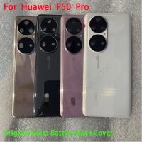 เหมาะสำหรับ Huawei P50 Pro กระจกเทมเปอร์ดั้งเดิมฝาหลังอะไหล่สำหรับ P50 Pro Back ฝาหลังปิดโทรศัพท์ Door Housing + ที่จับกล้องรูปตัวยู