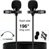 PoP voice Premium 16 Feet Dual-Head Lavalier Microphone, Professional Lapel Clip-on Omnidirectional Condenser Mic for Apple iPhone,Android,PC,Recording YouTube,Interview,Video Conference,Podcast