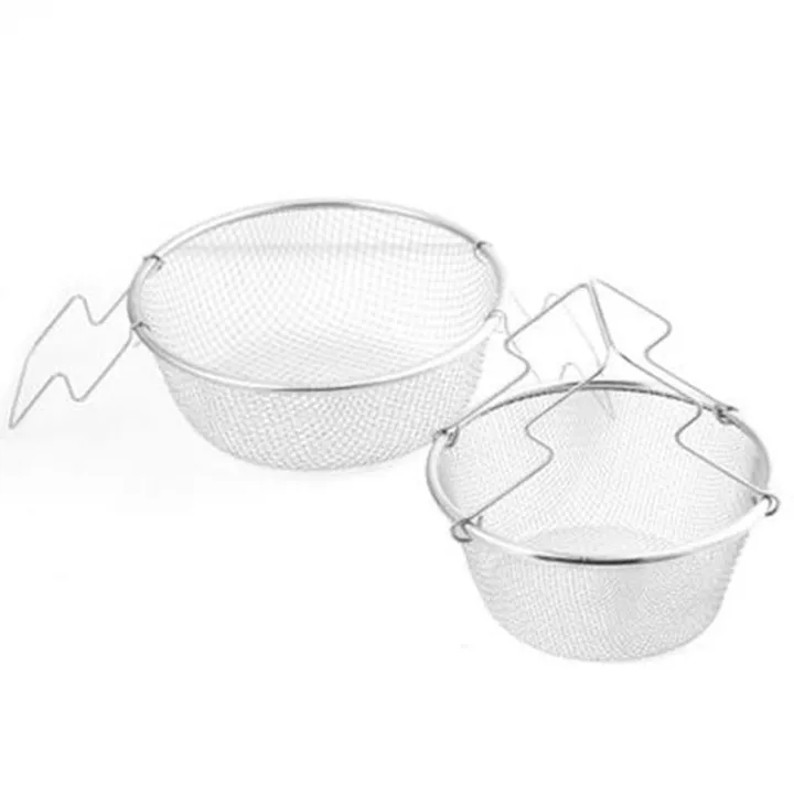 Round Stainless Steel Fried Basket Mesh Strainer Frying Chicken Chips