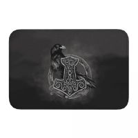 【cw】Vikings Non-slip Doormat Bath Mat Mjolnir The Hammer And Raven Hallway Car Entrance Door Rug Home Decorative