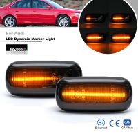 เครื่องหมายไฟ Led ด้านข้างแคนบัสแบบไดนามิกรมควัน2ชิ้นสำหรับ S3 A3รถ Audi 8P A4 S4 RS4 B6 B7 A6 S6 RS6 C5 C6สัญญาณไฟเลี้ยวกระพริบ8E0949127