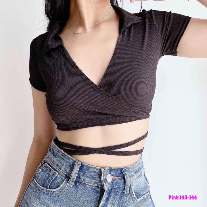 PAULA 2 WAY Collar knitted Crop Top | Lazada PH