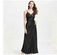 〖Gesh department store〗Slim Long Nightgown Spaghetti Strap Sleeveless Satin Home Dress Solid Rayon Sleepwear Fashion Loose Nightshirt Negligee Lounge