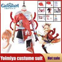 Game Genshin Impact Yoimiya Cosplay Costume Wig Dress Anime Clothing Female Fashion Battle Uniform Unisex Carnival Role Play Set