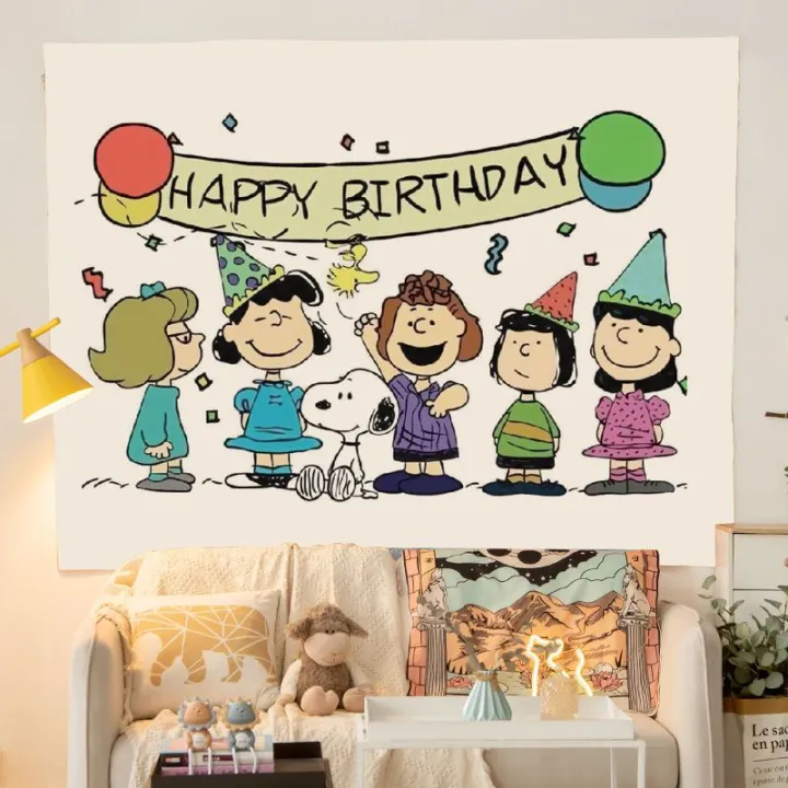 Happy Birthday Background Cloth Tapestry Children Room Cartoon Baby Birthday  Bedroom Decoration Hanging Cloth | Lazada PH