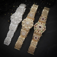 New Moroccan Fashion Caftan Belts Crystal Grown Belts for Women Arabic Gold Waist Chain Ethnic Bridal Jewelry