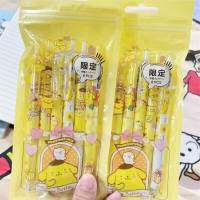 6PCS/set Sanrio Pompom Purin Cartoon Cute Rollerball pen girl heart black pen School supplies for boys and girls