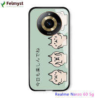 สำหรับ Realme 11 5G Realme Narzo 60 5G การ์ตูนญี่ปุ่นสำหรับเด็กผู้หญิงชุดนางกระต่ายหมูปลอกเคสนิ่มกระจกนิรภัยขอบ