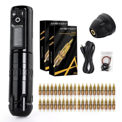 Ambition Professional Wireless Tattoo Pen Machine Soldier Ninja Kit Set for Tattoo Artist Or Beginner