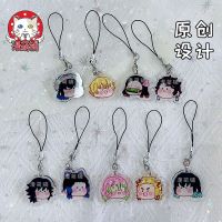 Demon Slayer Acrylic Pendant Kanroji Mitsuri Tokitou Muichirou Mobile Phone Straps Kawaii Rope Kimetsu No Yaiba Lanyard Hanging