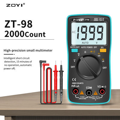 2021ZOYI Digital Multimeter ZT-98 Auto Range AC and DC Voltage Current Resistance On-off Buzzer Backlit Electrical Instrument Tester