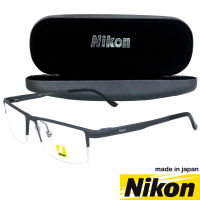 Nikon แว่นตา รุ่น 9012 กรอบเซาะร่อง Rectangle ทรงสี่เหลี่ยมผืนผ้า ขาสปริง วัสดุ สแตนเลส สตีล (สำหรับตัดเลนส์) กรอบแว่นตา สวมใส่สบาย น้ำหนักเบา ไม่ตกเทรนด์ Gouging frame Eyeglass Spring legs Stainless Steel material Eyewear Top made in Japan