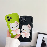 ปลอก เคส RealmeC51 RealmeC53 Realme C51 C53 NFC เคสโทรศัพท์ ดีไซน์ใหม่เยาวชนน่ารักซิลิโคนสีลูกกวาดโทรศัพท์มือถือปกอ่อนพร้อมกระจกแต่งหน้า Hello Kitty Case 2023