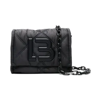 Bimba Y Lola Large Black Padded Nylon Flap Bag