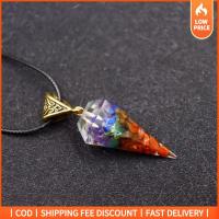 GOOD MOOD BEAUTY Amulet สร้อยคอจี้ลูกตุ้มเรกิ 7 Chakra orgonite คริสตัลรักษารักษา สร้อยคอจี้จักระพลังงาน ของขวัญที่สร้างสรรค์ พีระมิดหกเหลี่ยม สร้อยคอหินหลากสี