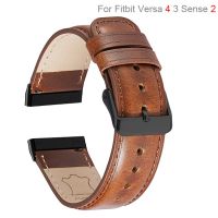 Retro Genuine Leather Strap For Fitbit Versa 4 3 Women Men Oil Wax Watch Band Loop Belt For Fitbit Sense 2 Grain Leather Band Straps