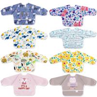 【DT】hot！ Baby Bibs Sleeve Infant Feeding Bib with Cartoon Apron Kids Burp