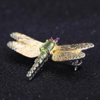 GEMS BALLET 1.13Ct Natural Green Peridot Gemstone Brooch Fine Jewelry 925 Sterling Sliver Handmade Dragonfly Brooches For Women