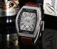 FRANCK MULLER Designer นาฬิกาผู้ชายหรูหรานาฬิกาเพชรสำหรับชายแฟชั่นนาฬิกาข้อมือควอตซ์ Man Iced Out นาฬิกาผู้ชาย Tonneau นาฬิกา