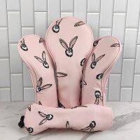 ♙❀ Pink rabbit Ears Golf Club Headcovers For Driver Fairway Wood Hybrids Putter Covers waterproof PU Leather Protector Cover