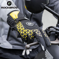 (ร้อน) ROCKBROS ถุงมือขี่จักรยานฤดูหนาวหน้าจอสัมผัสถุงมือจักรยาน Windproof ยุทธวิธี SBR หนา Pad กันกระแทกจักรยานมอเตอร์ถุงมือ