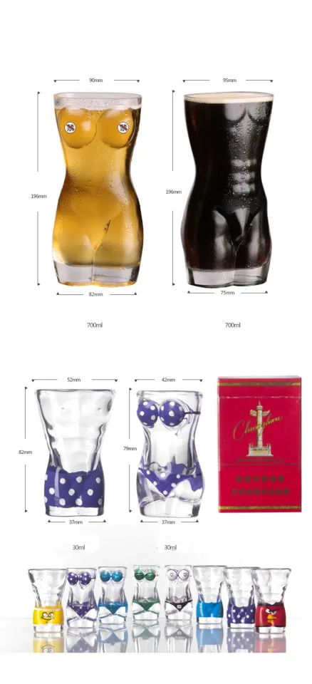 Glass Big Chest Beer Cup Sexy Lady Men Durable Double Wall Whiskey Glasses  Wine Shot Creative Body Shape Glass Cup - AliExpress