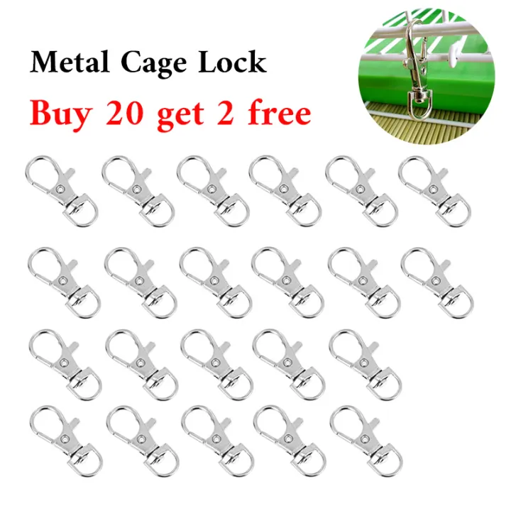 22Pcs Bird Cage Lock Metal Hook Lock Clips for Fixing Bird Parrot