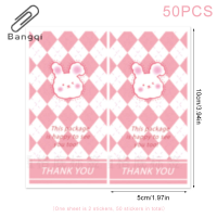 Bangqi 50ชิ้นขนาด10ซม. x 5ซม. ทรงสี่เหลี่ยมผืนผ้ารูปสัตว์น่ารักหมีป้ายสติกเกอร์ขอบคุณสำหรับแพคเกจของขวัญการตกแต่งสินค้าขนาดเล็กสำหรับธุรกิจขนาดเล็ก