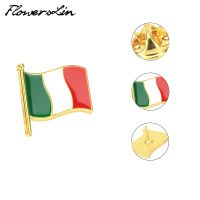 【CC】 FlowersLin Flag Brooch Gold Pin Badge Italian Flags Clothes/Bag Lapel