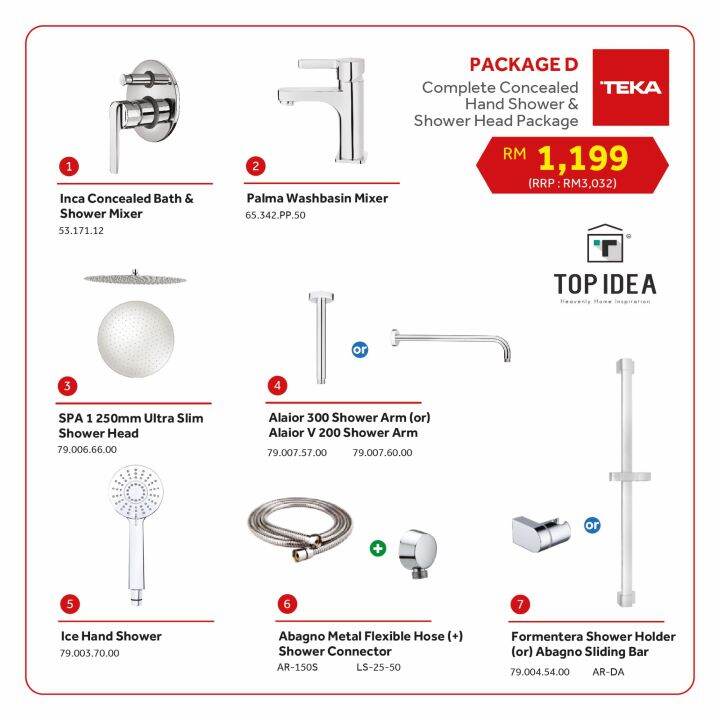 TEKA PACKAGE D Concealed Hand Shower & Shower Head Package WHILE STOCK LAST MIDYEAR SALE