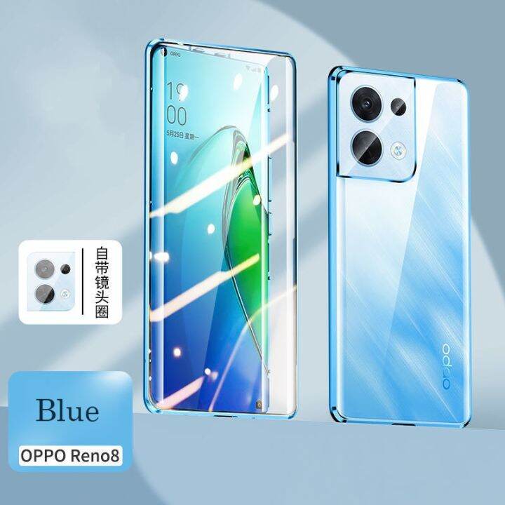 enjoy-electronic-for-oppo-reno-8-reno8-pro-plus-reno8pro-5g-mobile-phone-case-shell-magnetic-suction-all-inclusive-lens-cover-double-sided-glass